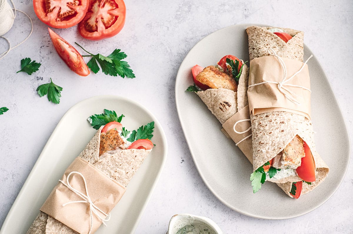 Fish Souvlaki with Tzatziki