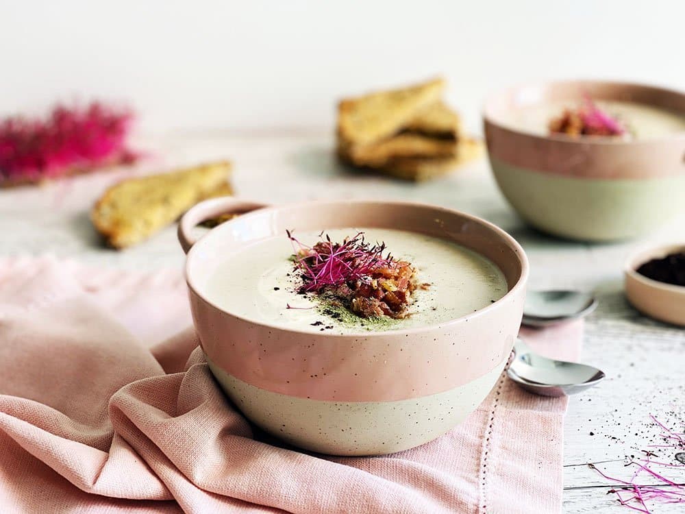 Creamy Cauliflower, Leek & Bacon Soup with Native Cinnamon Myrtle, Pepperberry, & Saltbush