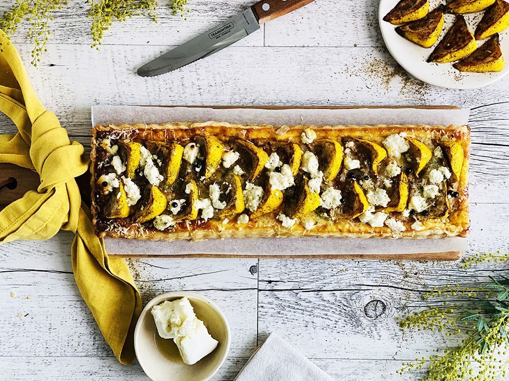 Roasted Baby Squash, Spinach & Goat’s Cheese Tart