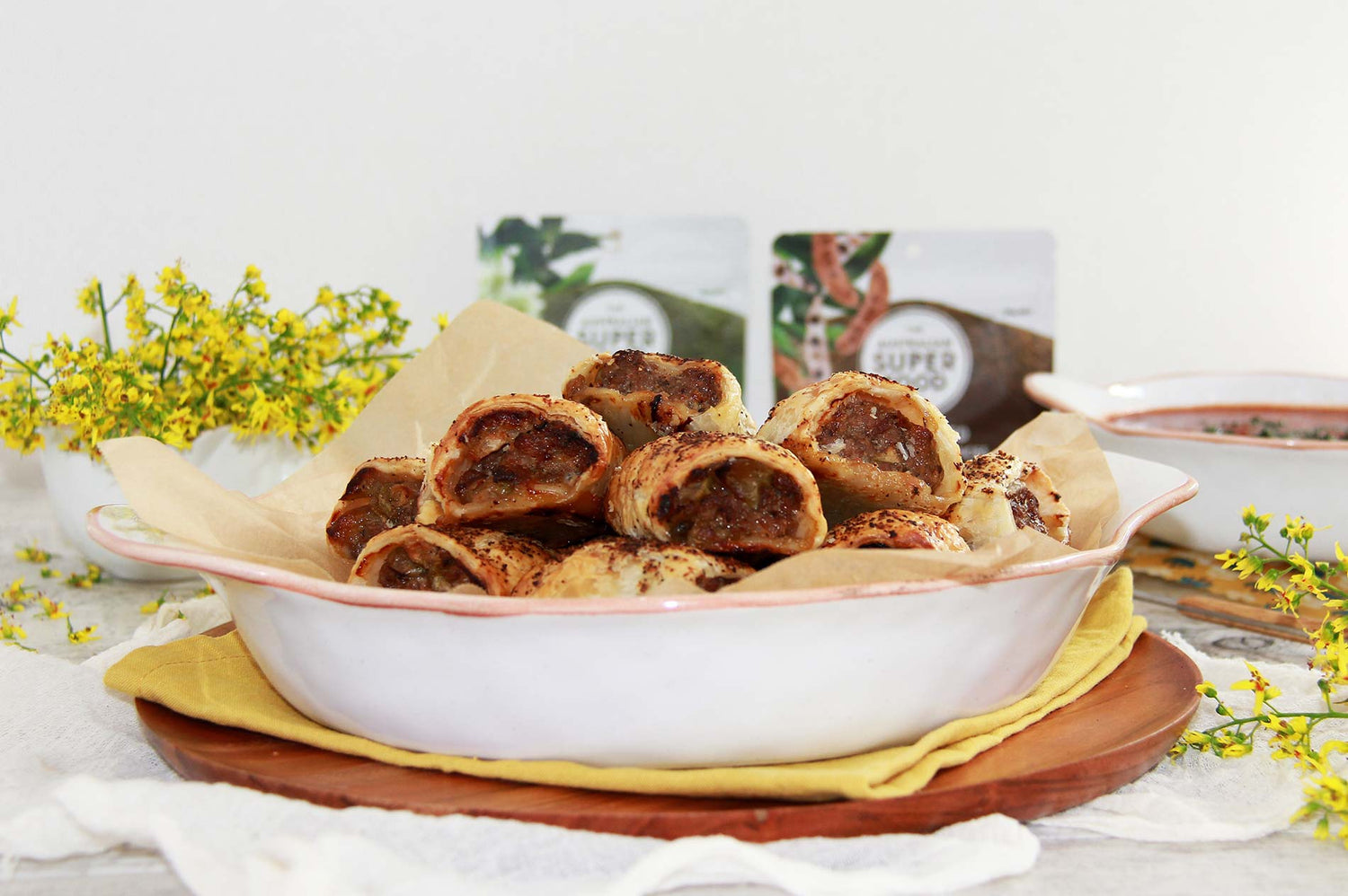 Sausage Rolls with Native Cinnamon Myrtle & Roasted Wattleseed
