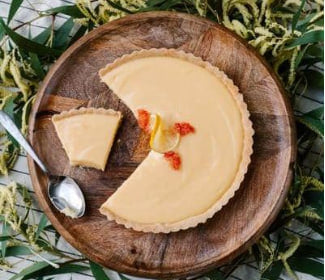 Lemon and Native Finger Lime Macadamia Tart