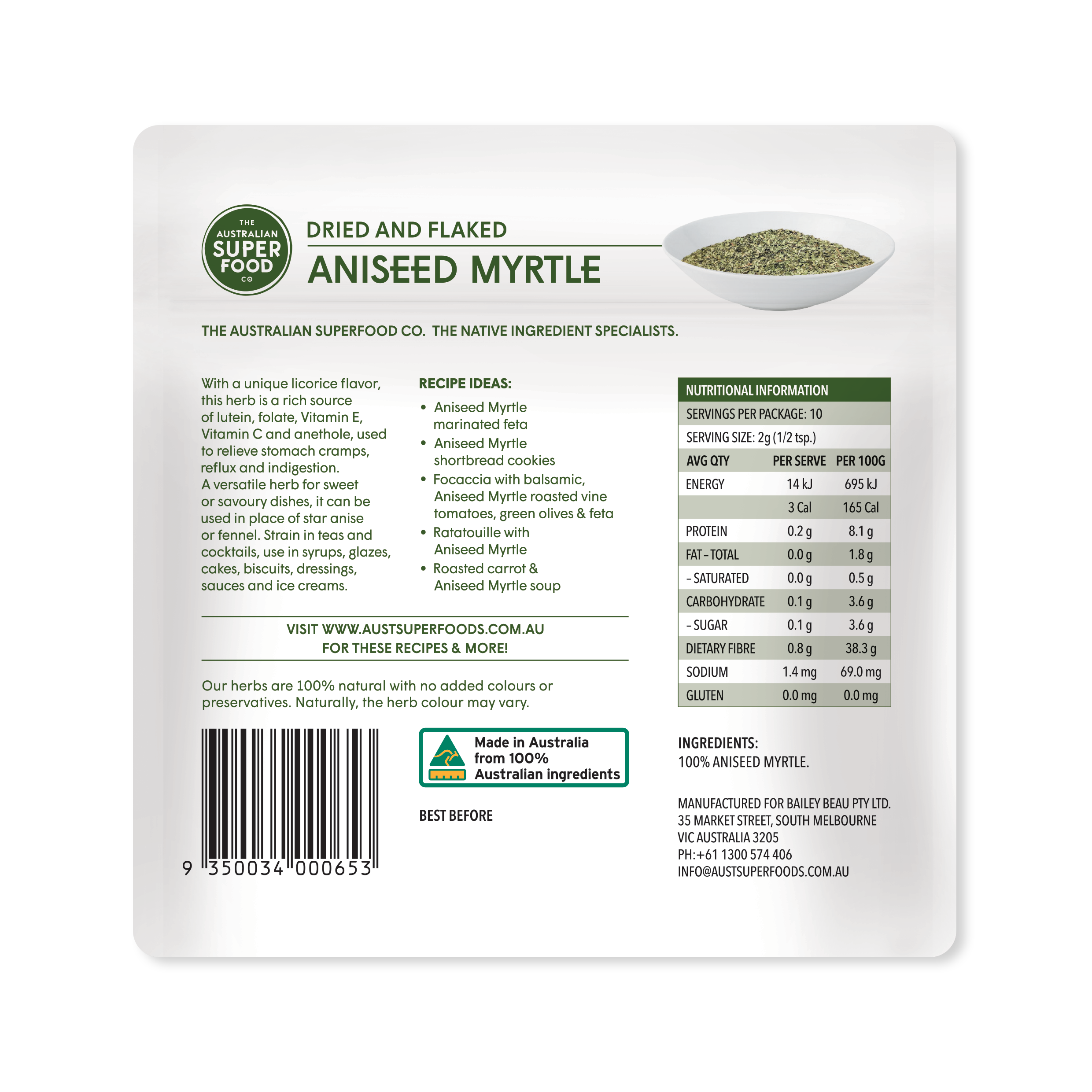 Flaked Aniseed Myrtle - 20g