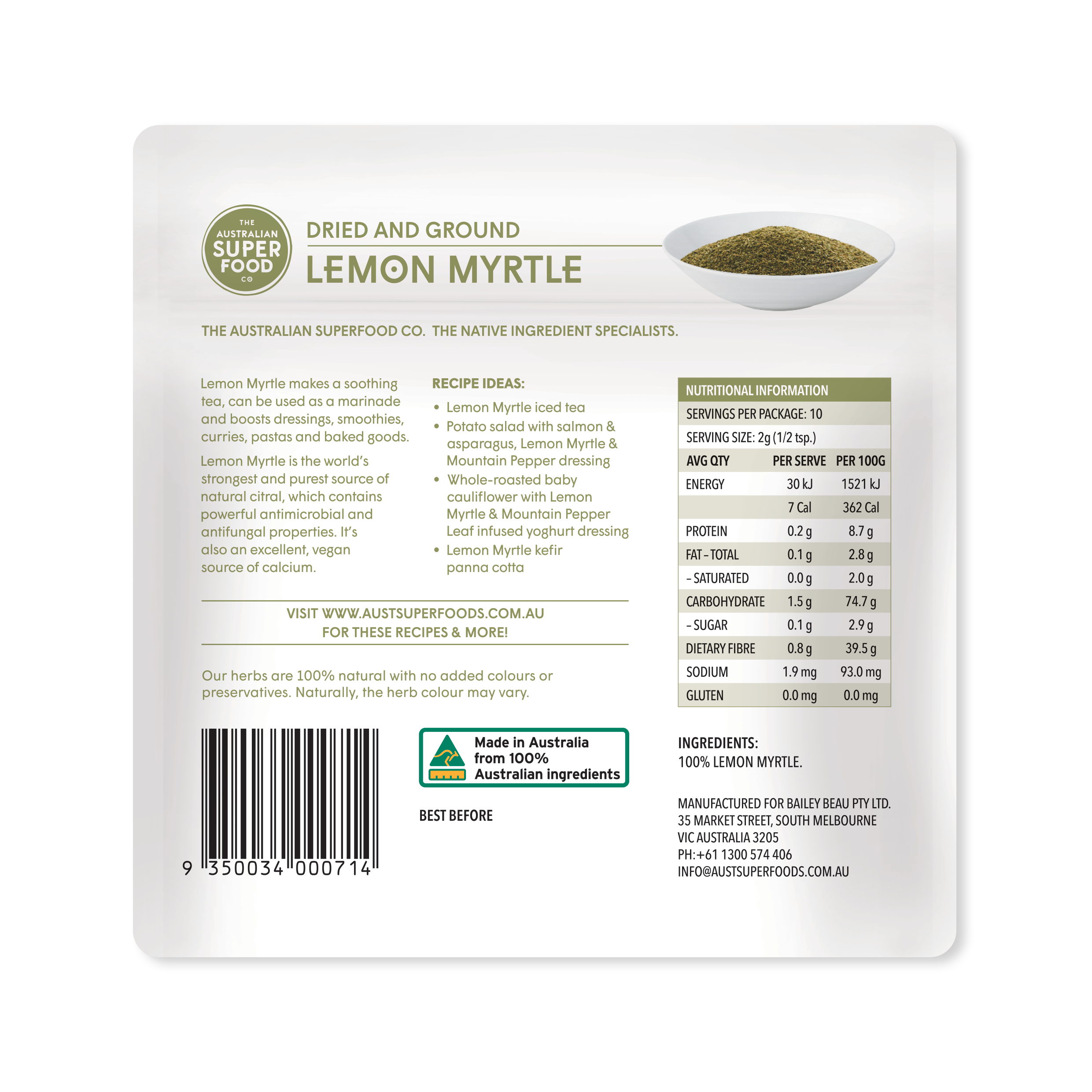 Fine Lemon Myrtle - 20g